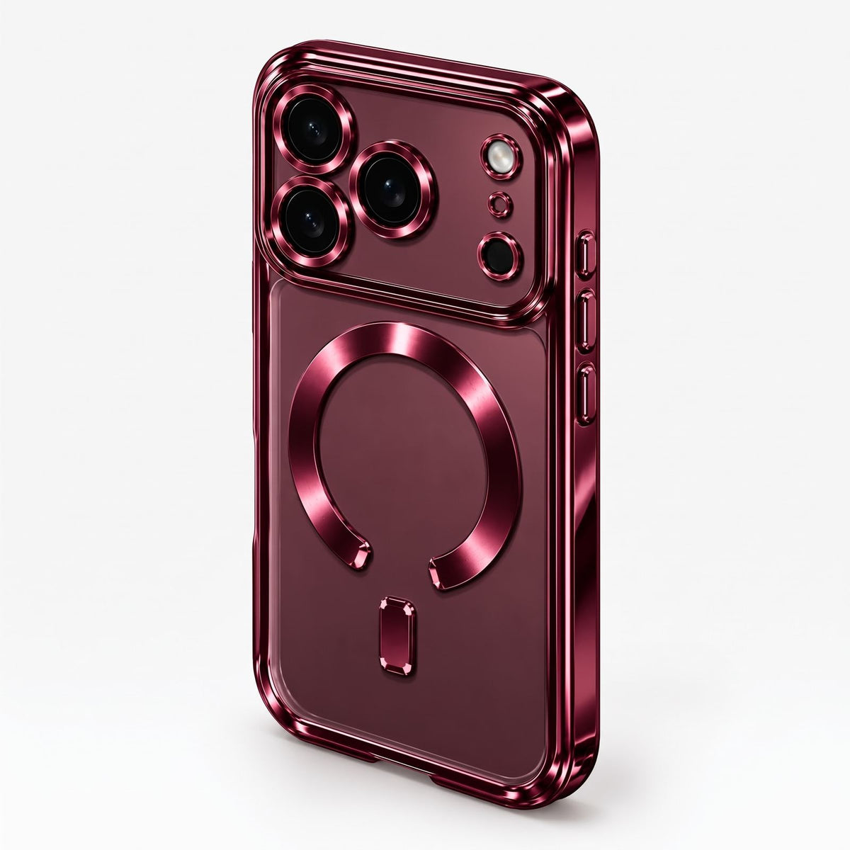 ViCase Orbit in Merlot, three-quarter view of the mirror frame